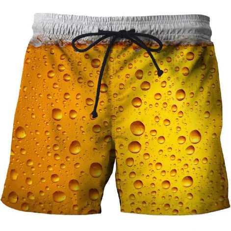 Waterdrop 3D Printed Beach Shorts with Pockets – Cotton Comfort