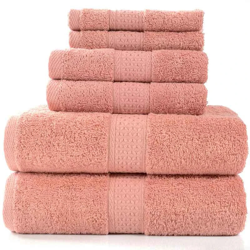 Cotton Absorbent Towel Set – 6-Piece Bath Towels, Hand Towels & Washcloths