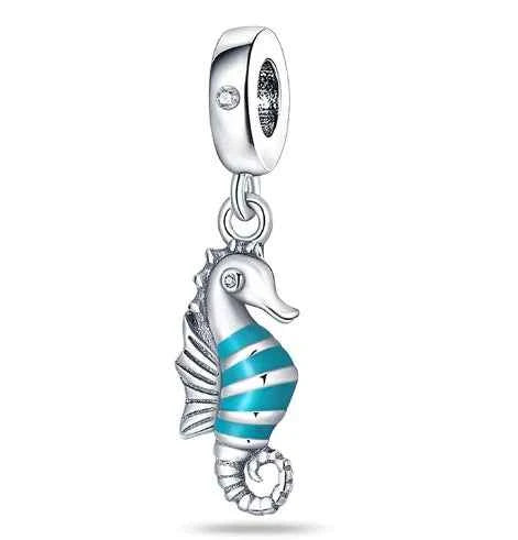 Ocean Blue Dolphin & Seahorse Pendant – DIY Jewelry Charms