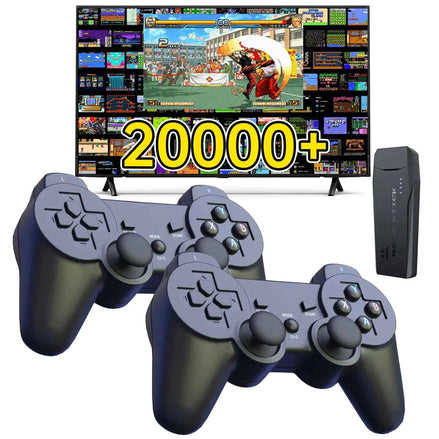 Wireless Retro Game Console – 4K HDMI Plug & Play Game Stick with 9 Emulators, 64GB Storage, 20,000+ Classic Games & Dual 2.4GHz Controllers (Bright Black)