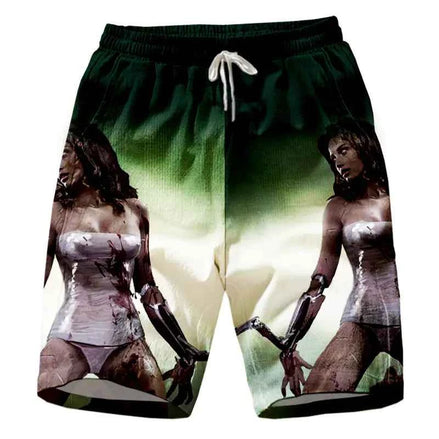 Cyberpunk 3D Print Beach Shorts for Couples