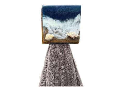Wave & Hang™ Ocean Towel Hook – Handmade Resin & Exotic Wood Marble Holder