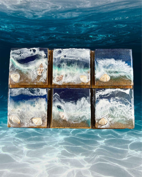Wave & Hang™ Ocean Towel Hook – Handmade Resin & Exotic Wood Marble Holder
