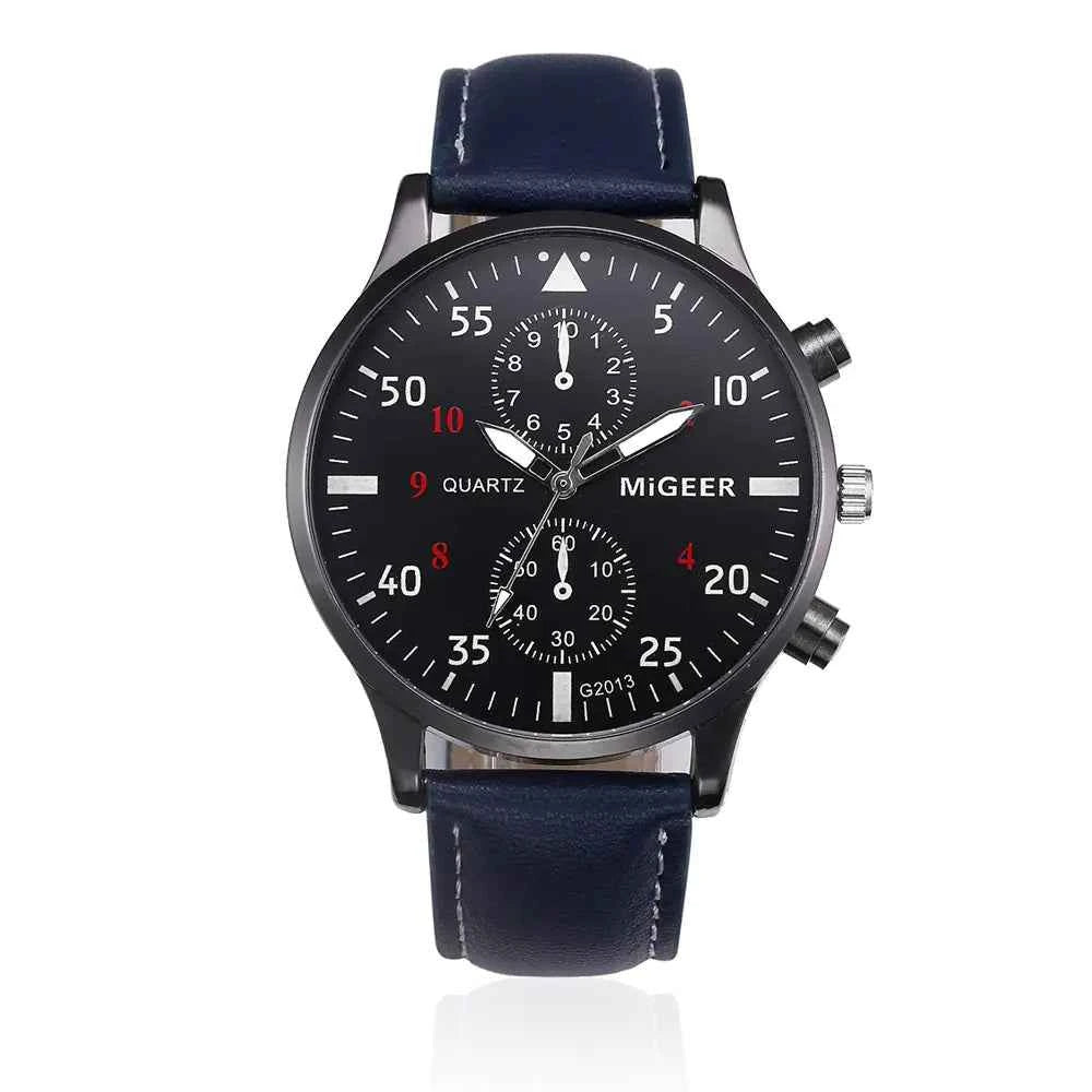 Men’s Retro Leather Band Quartz Watch – Classic Analog Timepiece