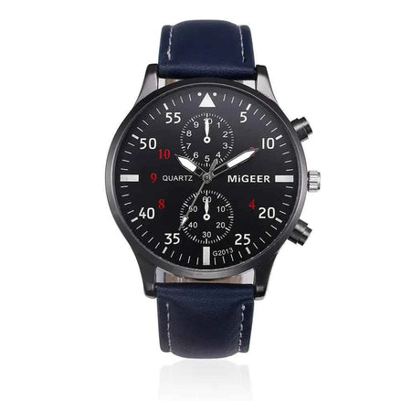 Men’s Retro Leather Band Quartz Watch – Classic Analog Timepiece