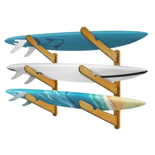 TWO STONES Surfboard Wall Rack – Heavy Duty Wooden Storage for Longboards, Shortboards & SUP