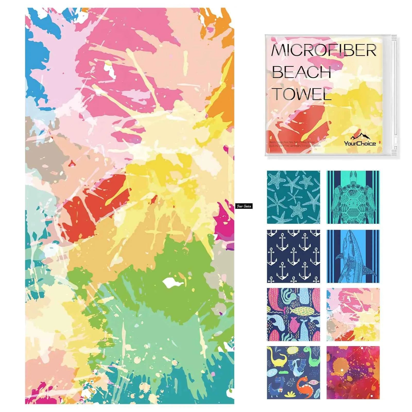 Your Choice Extra Large Microfiber Beach Towel Set - Sand-Free Rainbow