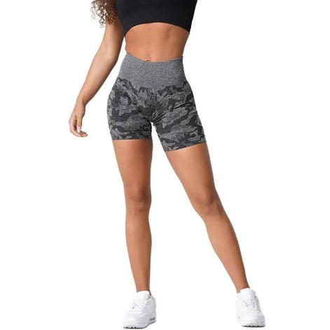 Women’s Camouflage Yoga Shorts – Seamless, Breathable & Stretch Fit