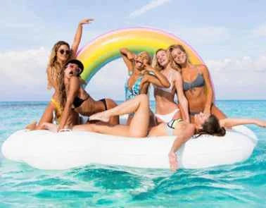 Inflatable Rainbow Cloud Island Float – Giant Floating Lounge for Adults & Kids (Eco PVC, 220x130x145cm, 400kg Capacity)