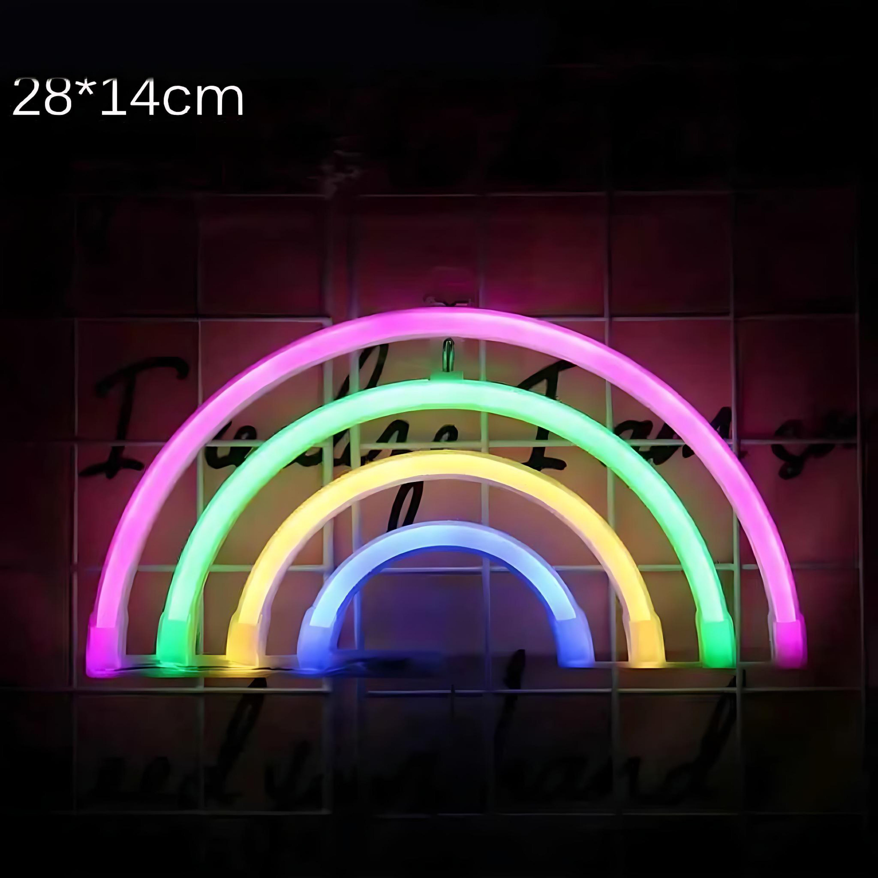 Multicolor neon LED light shaped like a rainbow