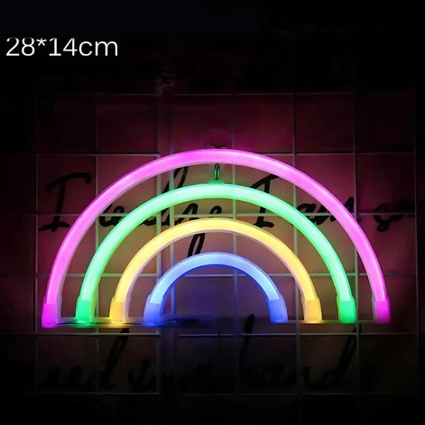 Multicolor neon LED light shaped like a rainbow