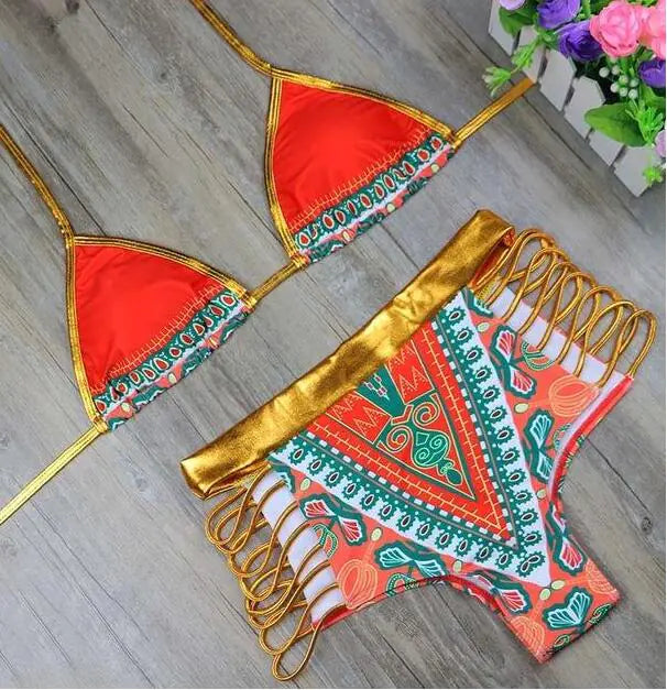 Angelina Print Bikini Set – Colorful Tribal-Inspired Swimwear