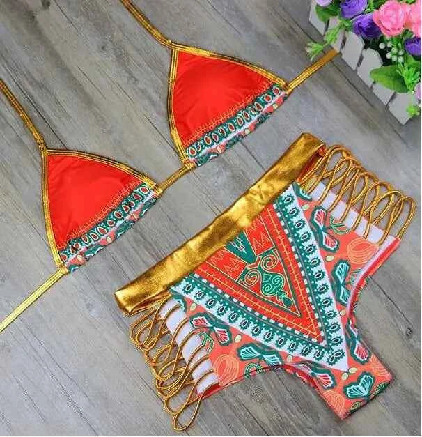 Angelina Print Bikini Set – Colorful Tribal-Inspired Swimwear