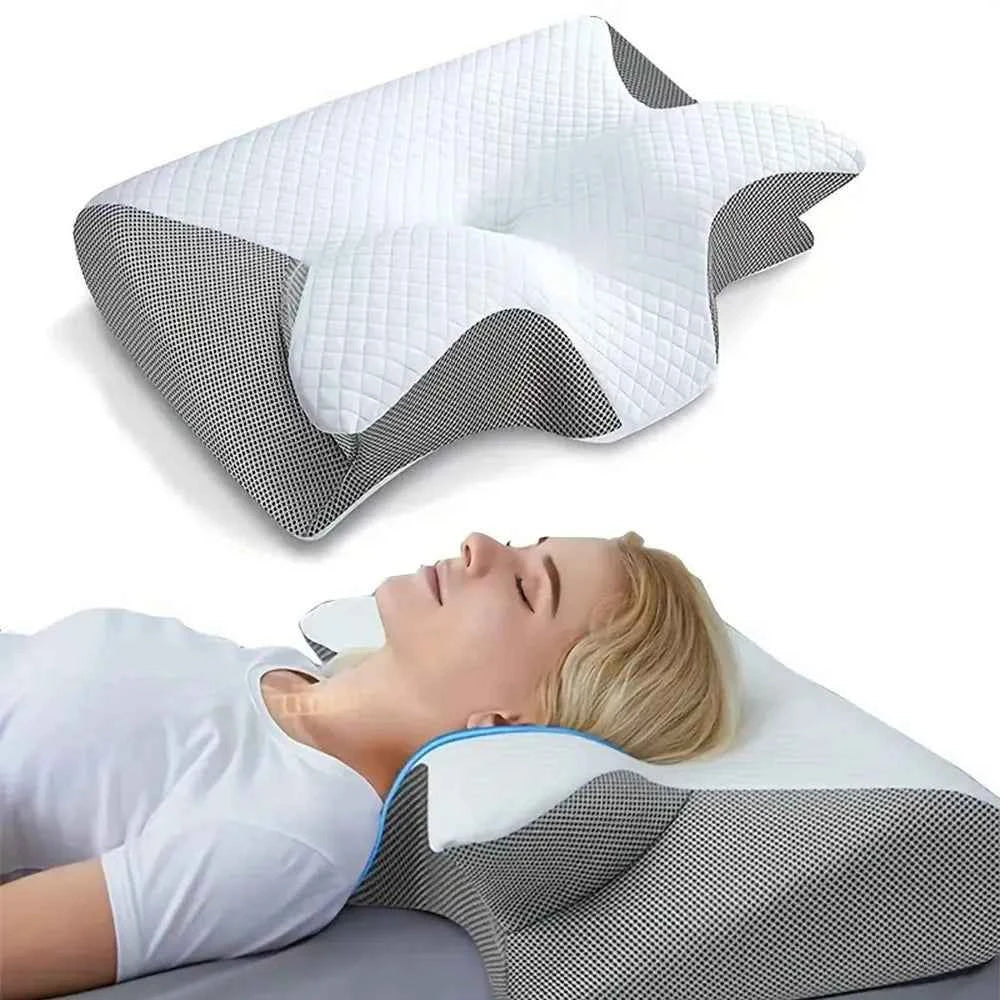 Orthopedic Memory Foam Cervical Pillow | Ergonomic Butterfly Neck Support Cushion for Pain Relief & Alignment