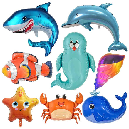 YiYou 8pcs Sea Animal Balloons Set – Large Shark, Dolphin, Whale & Ocean Creature Foil Balloons | Under the Sea Party Decorations for Kids, Baby Shower & Birthday