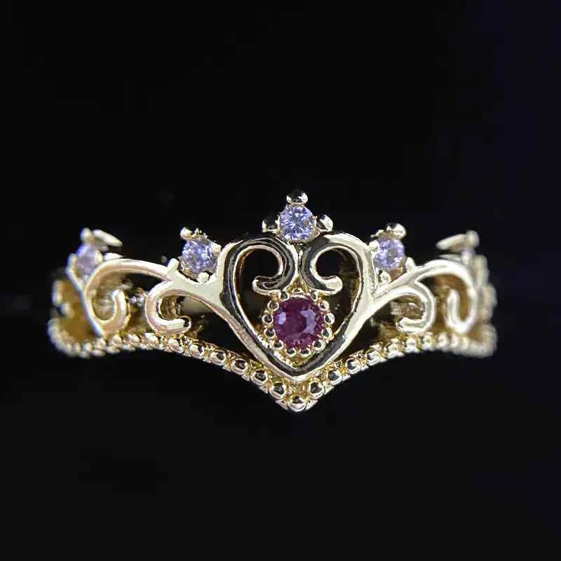 Royal Ocean Blue Crown Ring – Medieval Princess Style