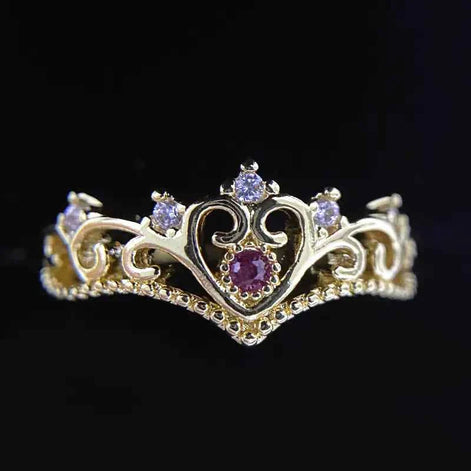 Royal Ocean Blue Crown Ring – Medieval Princess Style
