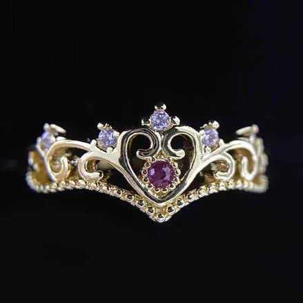 Royal Ocean Blue Crown Ring – Medieval Princess Style