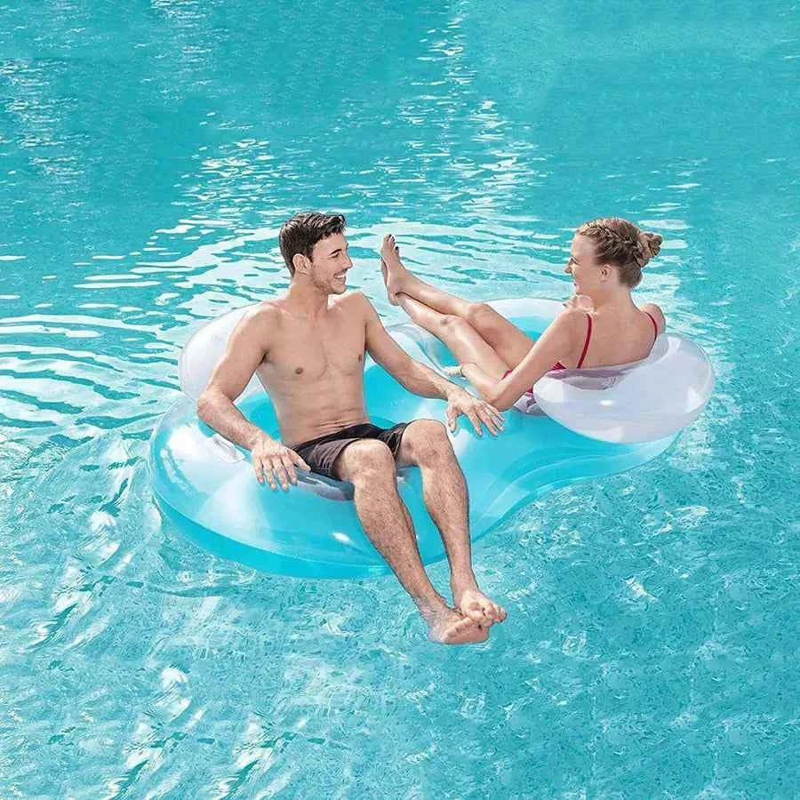 Inflatable Double Pool Float Sofa – 2-Person Lounge Chair with Armrests & Backrest for Pool & Beach