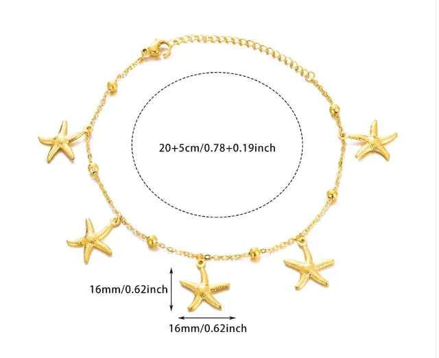 Ocean Charm Anklet – Seashell & Starfish Beach Jewelry