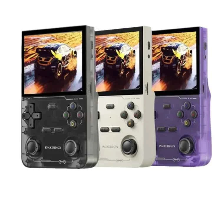 K36 Retro Handheld Game Console – 3.5” IPS Display, 64GB, 3200mAh, Type-C | Portable Classic Gaming (Black/White/Purple)