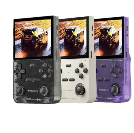K36 Retro Handheld Game Console – 3.5” IPS Display, 64GB, 3200mAh, Type-C | Portable Classic Gaming (Black/White/Purple)
