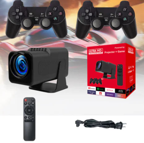 Android 12.0 Projector & Game Console – 4K HD Home Theater with 3000+ Retro Games & Dual Controllers