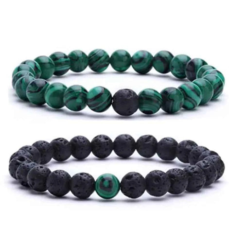 Couple’s Black Yoga Beaded Bracelet – Handmade Stone Bracelet for Men & Women