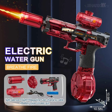Ice Rat Electric Water Gun – High-Speed Automatic Rechargeable Blaster with Drum Tank & LED Design