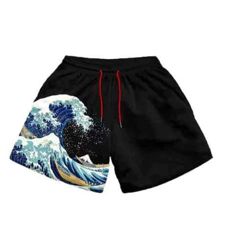 Anime Print Men’s Beach Shorts – Bold Summer Swimwear