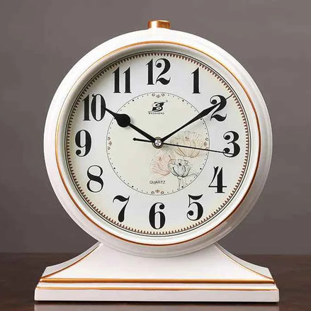 Vintage Quartz Pendulum Desk Clock | Silent Table Clock for Living Room & Bedroom | Retro Decorative Timepiece 10-Inch