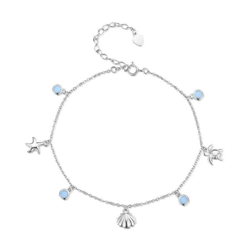 Ocean Style Shell Anklet – 925 Silver Summer Jewelry