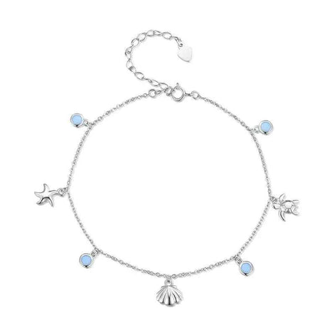 Ocean Style Shell Anklet – 925 Silver Summer Jewelry