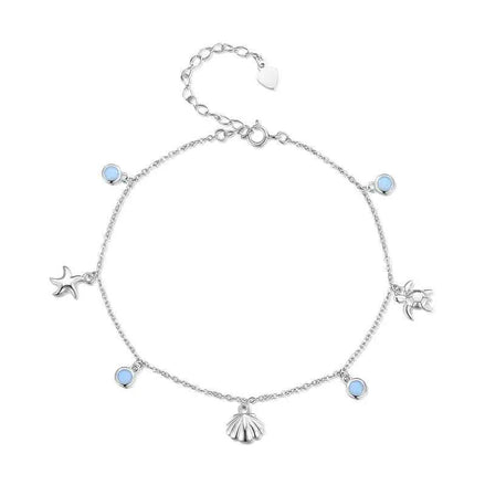 Ocean Style Shell Anklet – 925 Silver Summer Jewelry