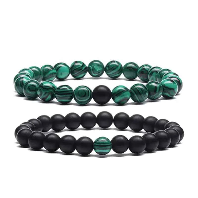 Couple’s Black Yoga Beaded Bracelet – Handmade Stone Bracelet for Men & Women