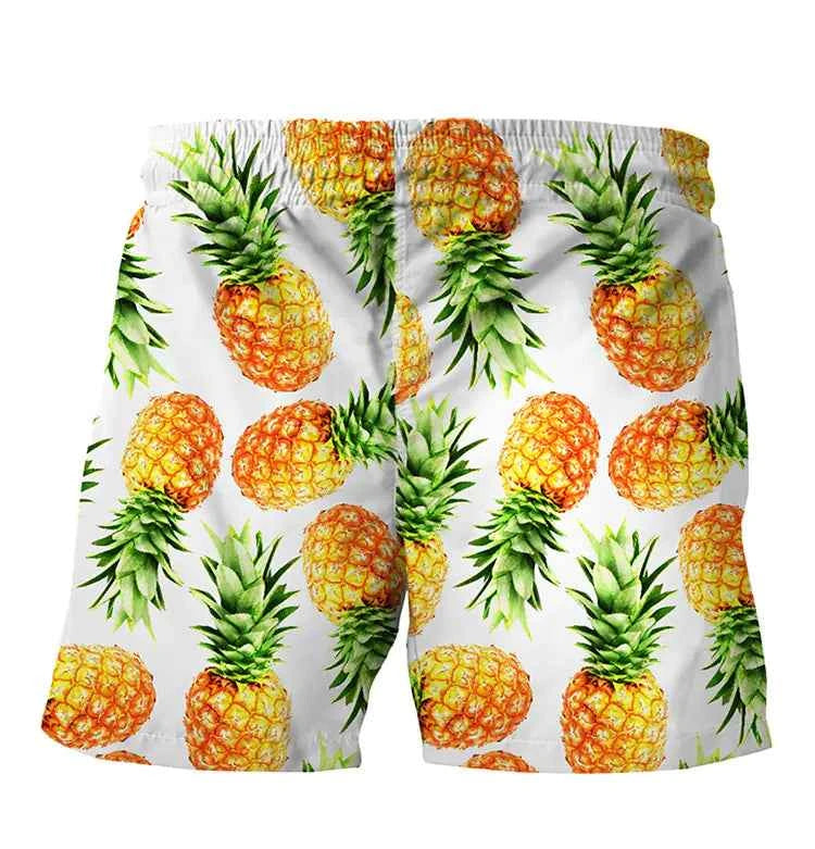 Pineapple & Lion Print Beach Shorts – Fun Summer Swimwear