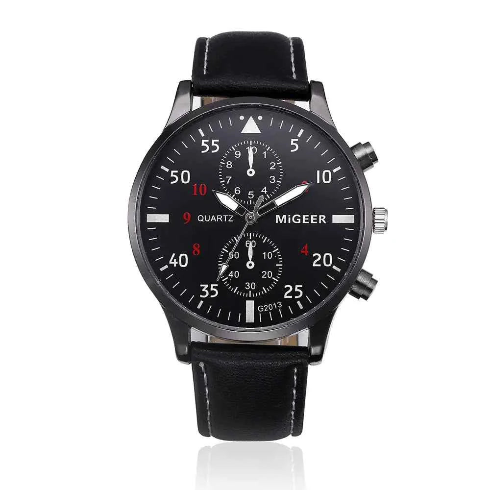 Men’s Retro Leather Band Quartz Watch – Classic Analog Timepiece