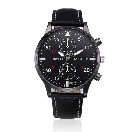 Men’s Retro Leather Band Quartz Watch – Classic Analog Timepiece