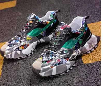 Autumn Collection Men’s Colorful Dad Sneakers – Trendy Casual Chunky Shoes