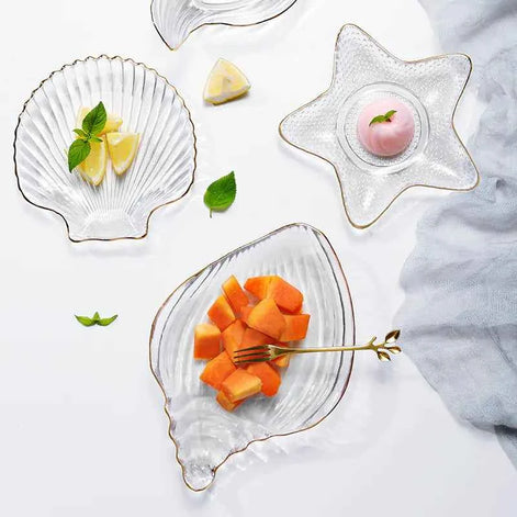 Ocean-Inspired Gold Trim Dish Set – Shell & Star Plates