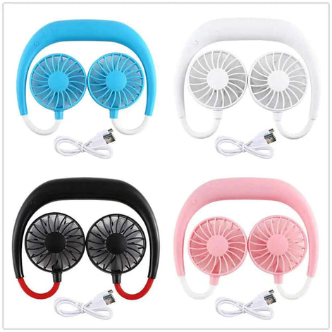 Portable USB Neck Fan – Hands-Free Mini Cooling Fan for Students, Travel & Outdoor Use
