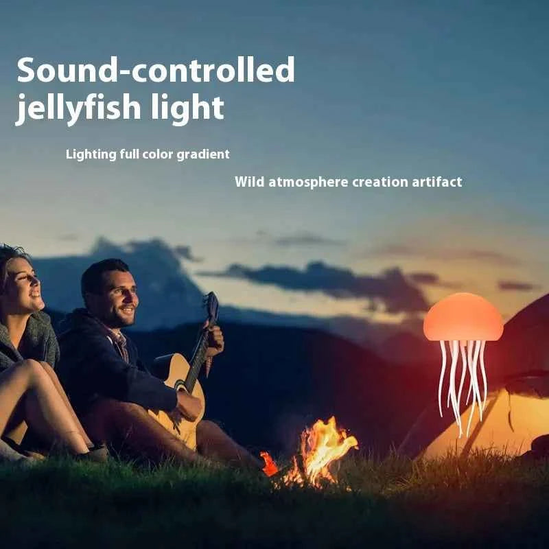 Jellyfish LED Lamp – Sound-Controlled Night Light for Relaxation, Bedroom & Office Decor