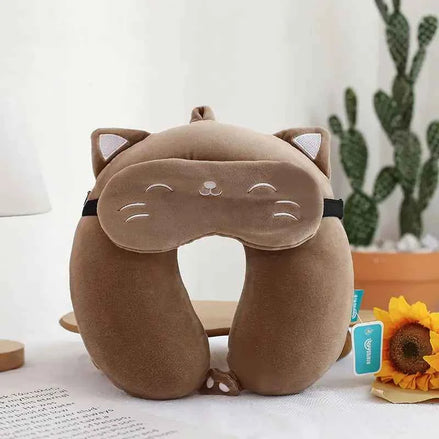 Cute U-Shaped Memory Foam Neck Pillow | Travel & Home Comfort Cushion with Animal Designs
