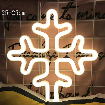 Yellow neon snowflake shaped decorative light