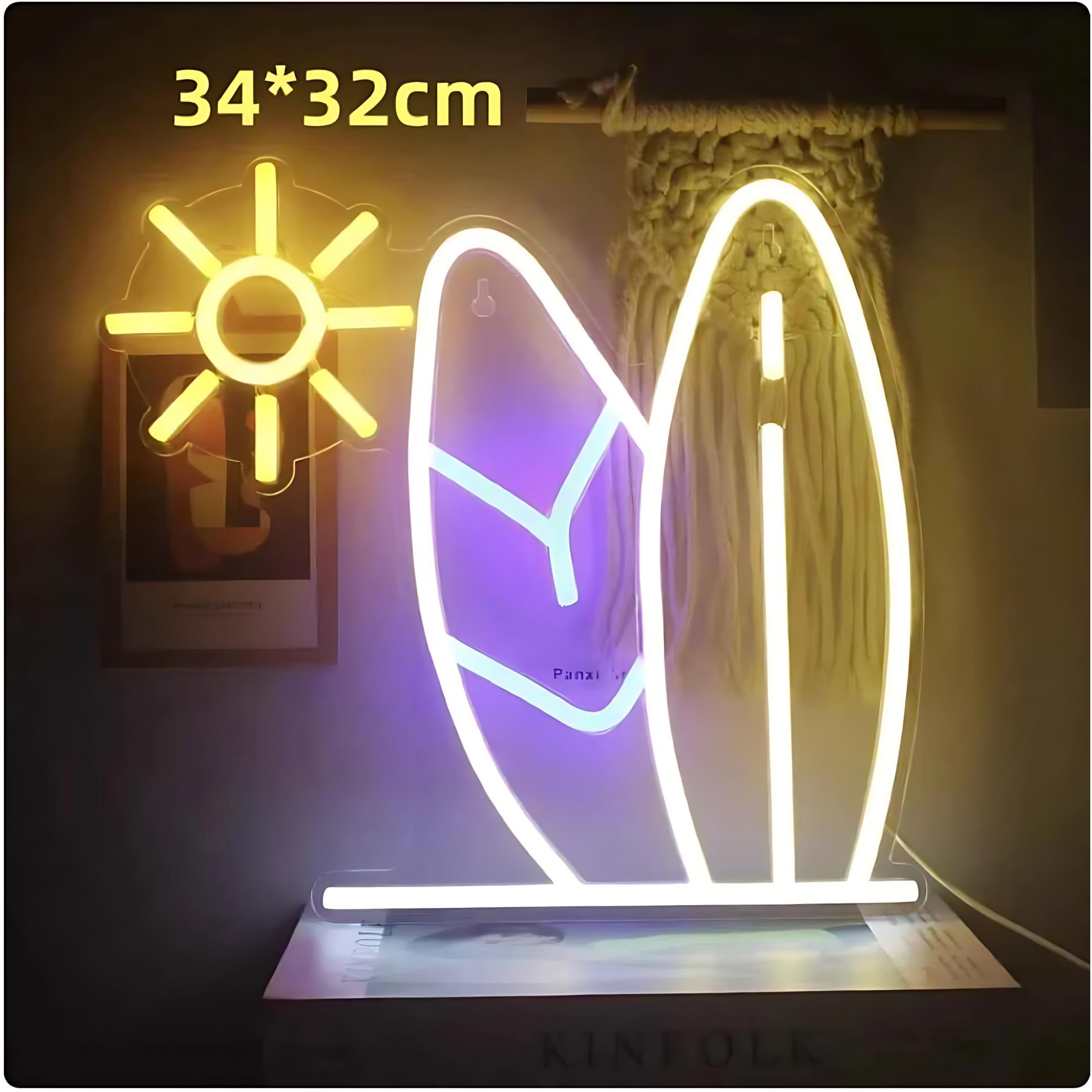 Yellow sun and white-blue planet neon LED wall light decor