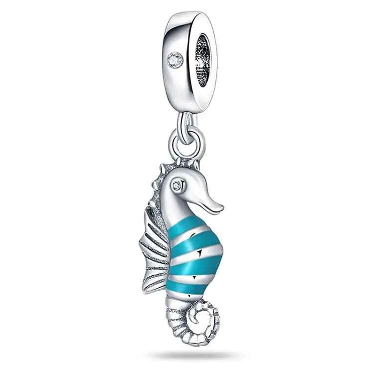 Ocean Blue Dolphin & Seahorse Pendant – DIY Jewelry Charms