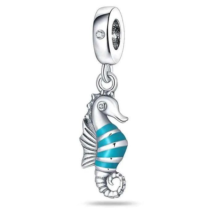 Ocean Blue Dolphin & Seahorse Pendant – DIY Jewelry Charms