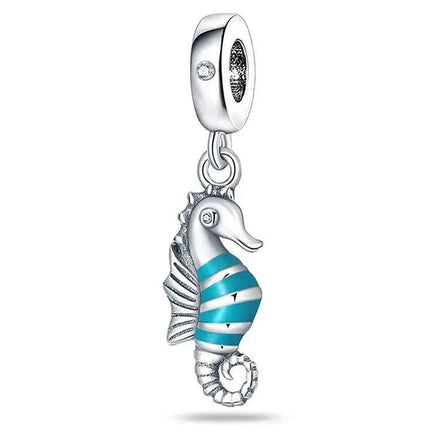 Ocean Blue Dolphin & Seahorse Pendant – DIY Jewelry Charms