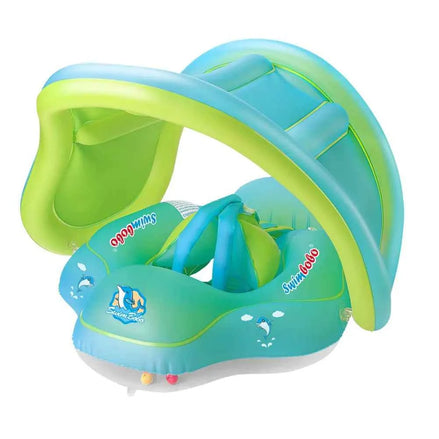 Baby Inflatable Swimming Ring with Canopy – Safe PVC Float for Infants & Toddlers | Adjustable Swim Trainer for Pool or Beach