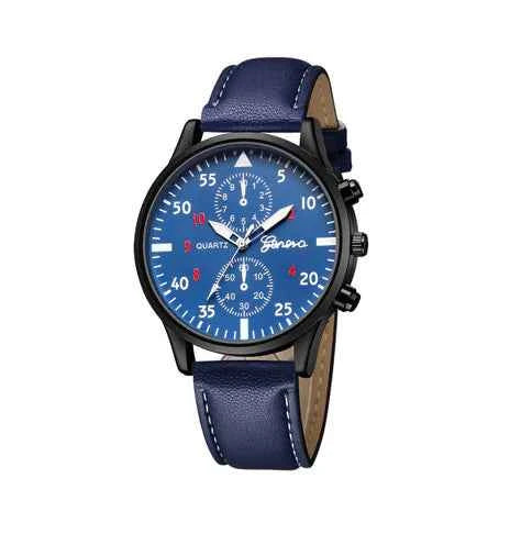 Men’s Retro Leather Band Quartz Watch – Classic Analog Timepiece